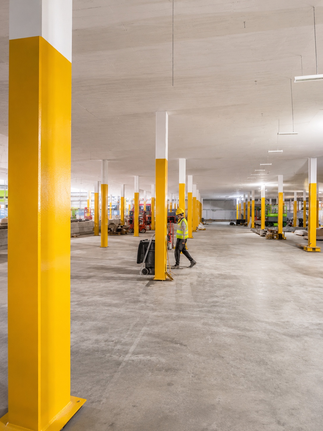 Boarded ceiling across a large commercial space
